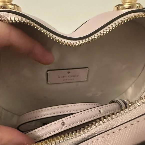 🎉 3X HP 🎉 Kate Spade Love Shack Lilac Purple Heart Bag with Faux Pearl Handle - Picture 5 of 6